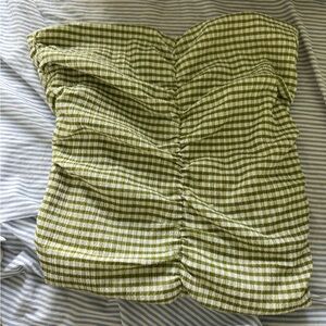 Green and White Strapless Top reformation